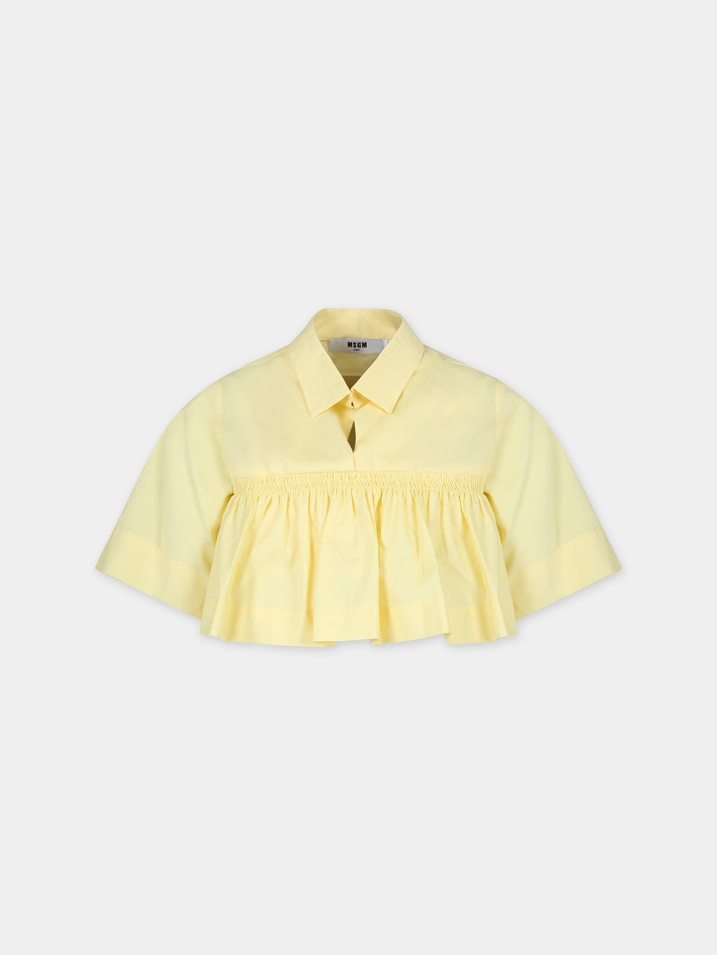 Camicia crop gialla per bambina con logo